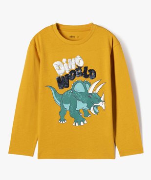 Tee-shirt à manches longues avec motif dinosaures et sequins réversibles garçon vue3 - GEMO (ENFANT) - GEMO