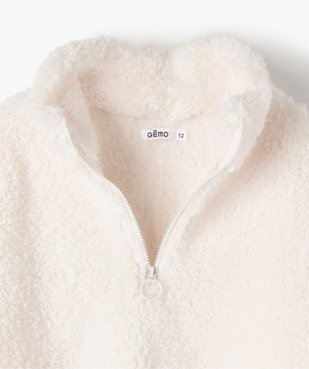 Sweat fille en sherpa avec col montant zippé vue3 - GEMO (JUNIOR) - GEMO