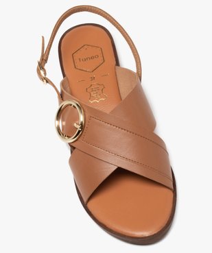 Sandales femme casual en cuir unie avec brides à boucle fantaisie vue5 - TANEO - GEMO