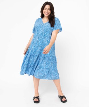 Robe femme grande taille fleurie à volants vue1 - GEMO (G TAILLE) - GEMO