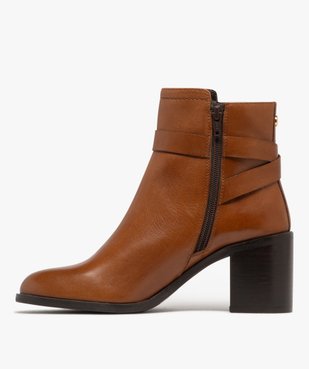 Bottines femme à talon carré et dessus en cuir bride à boucle dorée - Tanéo vue4 - TANEO - GEMO