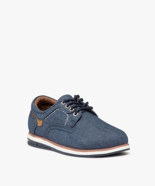 Derbies garçon unis en toile avec semelle bicolore vue2 - GEMO (ENFANT) - GEMO