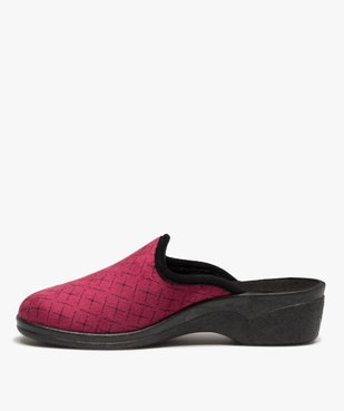 Chaussons mules confort en velours imprimé femme vue3 - G'FLEX - GEMO