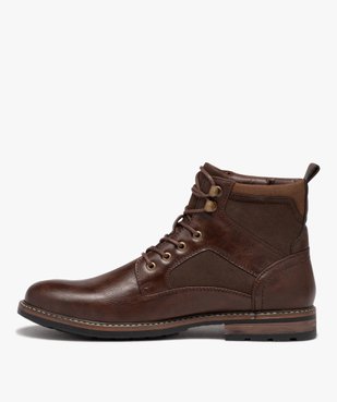 Boots homme unis à lacets avec zip fantaisie vue4 - GEMO (CASUAL) - GEMO