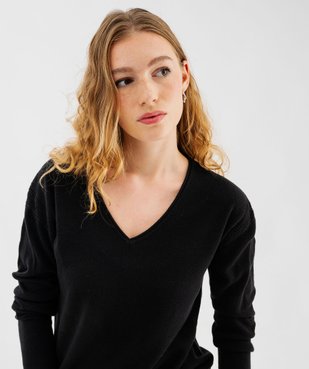 Pull à col V finitions roulottées femme vue2 - GEMO(FEMME PAP) - GEMO