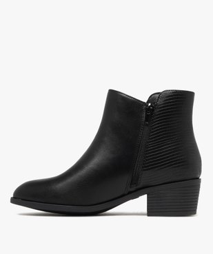 Bottines femme avec zip fantaisie et arrière effet grainé vue4 - GEMO (CASUAL) - GEMO