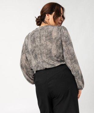 Blouse manches longues imprimée à col V femme grande  taille vue3 - GEMO (G TAILLE) - GEMO