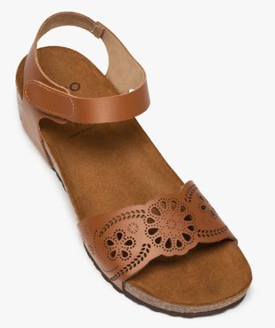 Sandales femme avec brides en cuir et semelle confort vue5 - GEMO (CASUAL) - GEMO