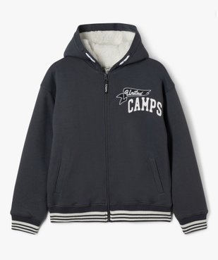 Sweat à capuche zippé doublé polaire imprimé devant et dos garçon - Camps United vue1 - CAMPS - GEMO