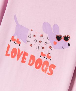 Pyjama « Love dogs » avec motifs coeurs fille vue2 - GEMO 4G FILLE - GEMO