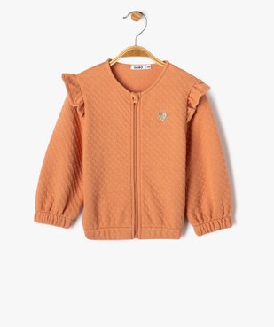 Sweat zippé avec volants sur les épaules bébé fille vue1 - GEMO(BEBE DEBT) - GEMO