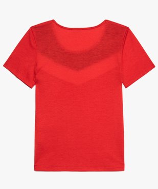 Tee-shirt fille avec bandes colorées sur le buste vue2 - GEMO (JUNIOR) - GEMO