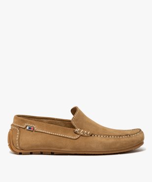 Mocassins homme unis dessus en cuir suédé à semelle crantée vue2 - GEMO (CASUAL) - GEMO