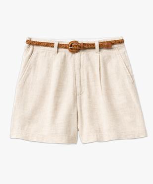 Short ample à taille haute en lin avec ceinture tressée femme - LuluCastagnette vue4 - LULUCASTAGNETTE - GEMO