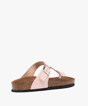 Mules femme à talon plat et bride entre-doigts en cuir vue4 - GEMO (CASUAL) - GEMO