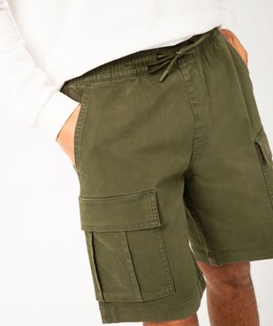 Bermuda cargo en coton stretch à taille élastiquée homme vue2 - GEMO (HOMME) - GEMO