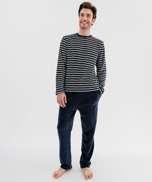 Pyjama en velours avec haut rayé homme vue1 - GEMO(HOMWR HOM) - GEMO