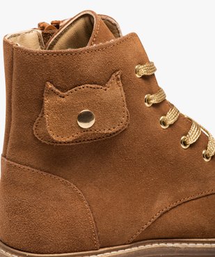 Boots fille dessus cuir uni à lacets métallisés et zip – NA! vue6 - NA! - GEMO