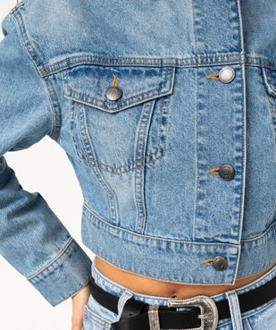 Veste en jean délavé courte femme vue2 - GEMO 4G FEMME - GEMO