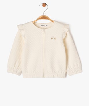 Sweat zippé avec volants sur les épaules bébé fille vue2 - GEMO(BEBE DEBT) - GEMO