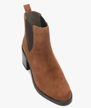 Bottines Chelsea en cuir à talon haut et large femme - Tanoo vue5 - TANEO - GEMO