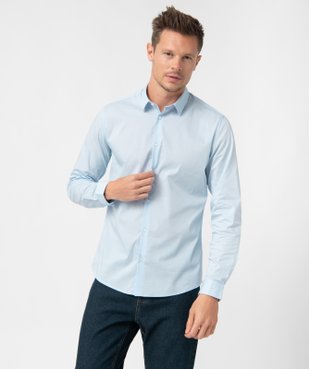 Chemise unie coupe slim en coton stretch homme vue1 - GEMO 4G HOMME - GEMO