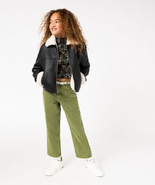 Blouson en cuir imitation avec doublure sherpa fille vue6 - GEMO (ENFANT) - GEMO