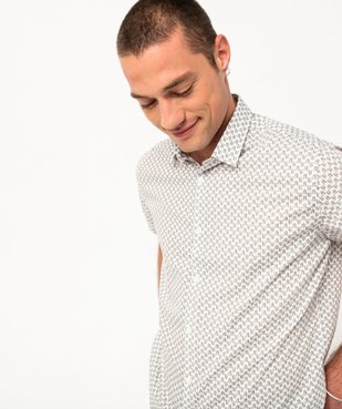 Chemise droite à manches courtes imprimée homme vue2 - GEMO (HOMME) - GEMO