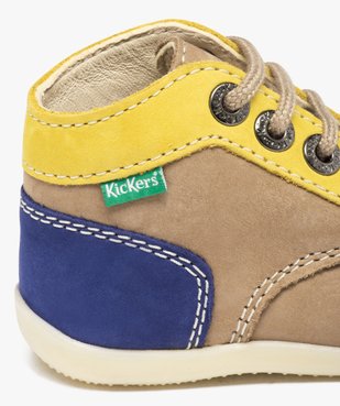 Chaussures premiers pas bébé garçon en cuir tricolores - Kickers vue6 - KICKERS - GEMO