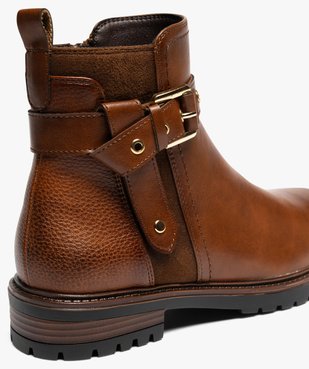 Boots femme à zip et détails suédés avec bride fantaisie  vue7 - GEMO (CASUAL) - GEMO