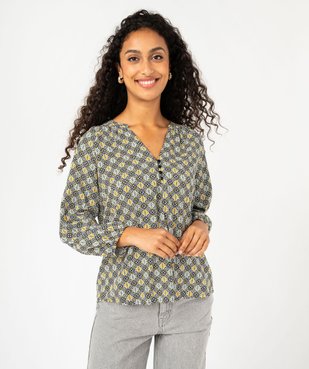 Blouse fluide imprimée à manches 3/4 femme vue1 - GEMO 4G FEMME - GEMO