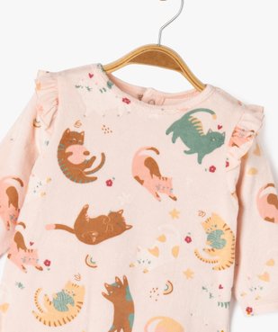 Pyjama en velours avec volants et motifs chats bébé fille vue2 - GEMO 4G BEBE - GEMO