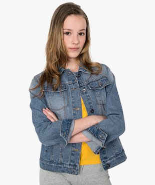 Veste fille en jean coupe droite vue1 - GEMO (JUNIOR) - GEMO