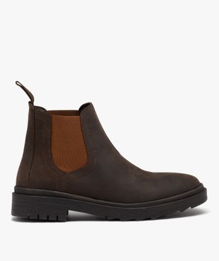 Boots homme style Chelsea dessus en cuir suédé uni vue2 - GEMO (CASUAL) - GEMO