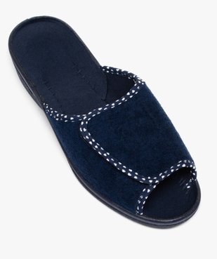 Chaussons femme mules confort compensées à scratch dessus en velours vue5 - GEMO 4G FEMME - GEMO