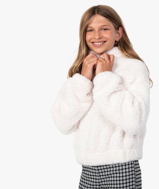 Sweat fille en sherpa avec col montant zippé vue1 - GEMO (JUNIOR) - GEMO