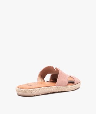 Mules femme à talon plat et bride en cuir retourné vue4 - GEMO (CASUAL) - GEMO