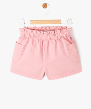 Short en toile avec taille élastique bébé fille vue1 - GEMO 4G BEBE - GEMO