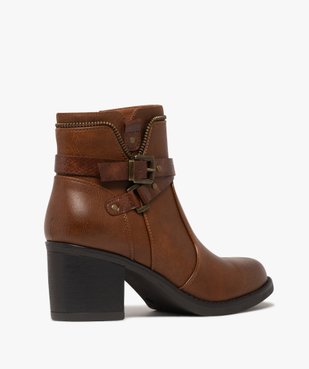 Boots femme à talon carré avec zip intérieur et col fantaisie vue5 - GEMO(URBAIN) - GEMO