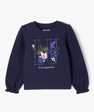 Sweat à manches froncées avec motif brodé fille - LuluCastagnette vue2 - LULUCASTAGNETTE - GEMO