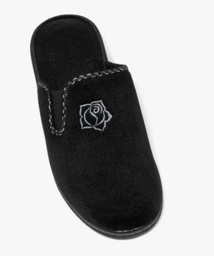 Chaussons femme mules confort en velours ras brodé et à semelle compensée  vue5 - G'FLEX G4G - GEMO