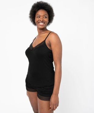 Short de pyjama en maille fluide avec bas en dentelle femme vue6 - GEMO 4G FEMME - GEMO