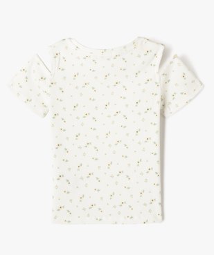 Tee-shirt manches courtes à motifs fleuris avec épaules dénudées fille vue3 - GEMO (ENFANT) - GEMO