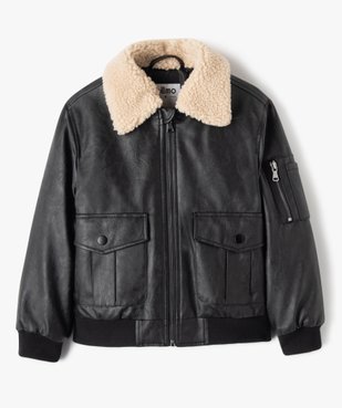 Blouson aviateur avec col en maille peluche garçon vue2 - GEMO (ENFANT) - GEMO