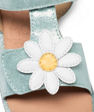 Sandales bébé fille en cuir métallisé avec fleur fantaisie - MOD8 vue6 - MOD8 - GEMO