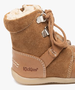 Boots bébé garçon dessus en cuir uni fourrées sherpa - Kickers vue6 - KICKERS - GEMO