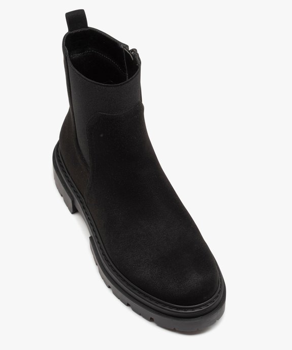 Boots en suédine, à tige élastique et semelle crantée vue5 - GEMO (CASUAL) - GEMO