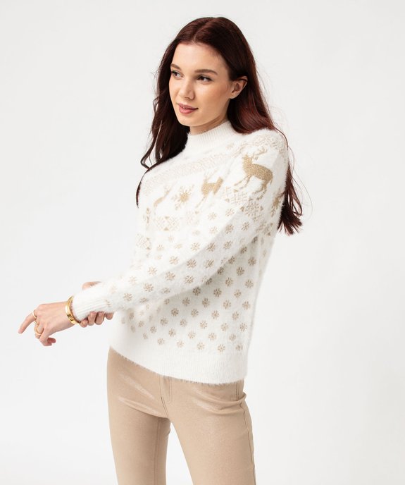 Pull de Noël pailleté en maille poilue femme vue2 - GEMO(FEMME PAP) - GEMO