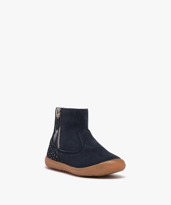 Boots bébé fille en cuir uni avec double zip - Alma Planète vue2 - ALMA - GEMO