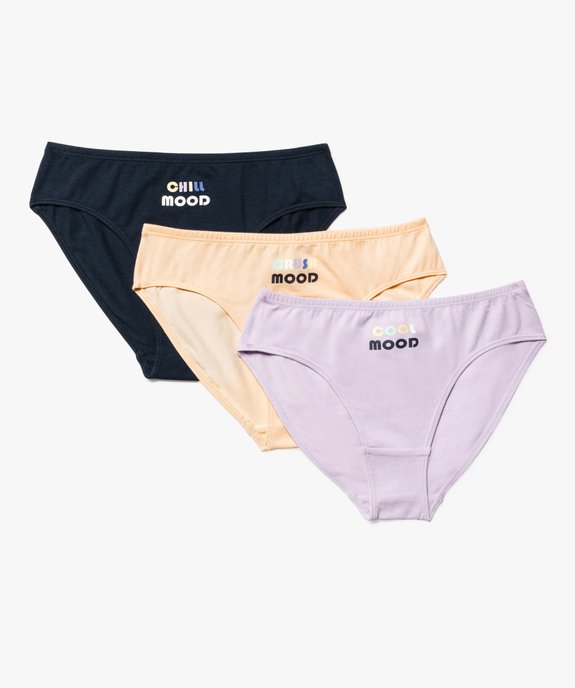 Culottes en coton avec inscriptions multicolores fille (lot de 3) vue1 - GEMO 4G FILLE - GEMO